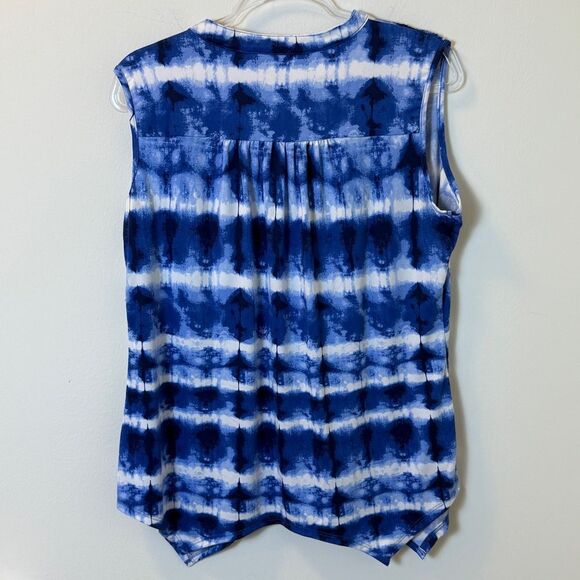 New Directions Blue Tie-Dye Sleeveless Top Women’s Large - Picture 2 of 3